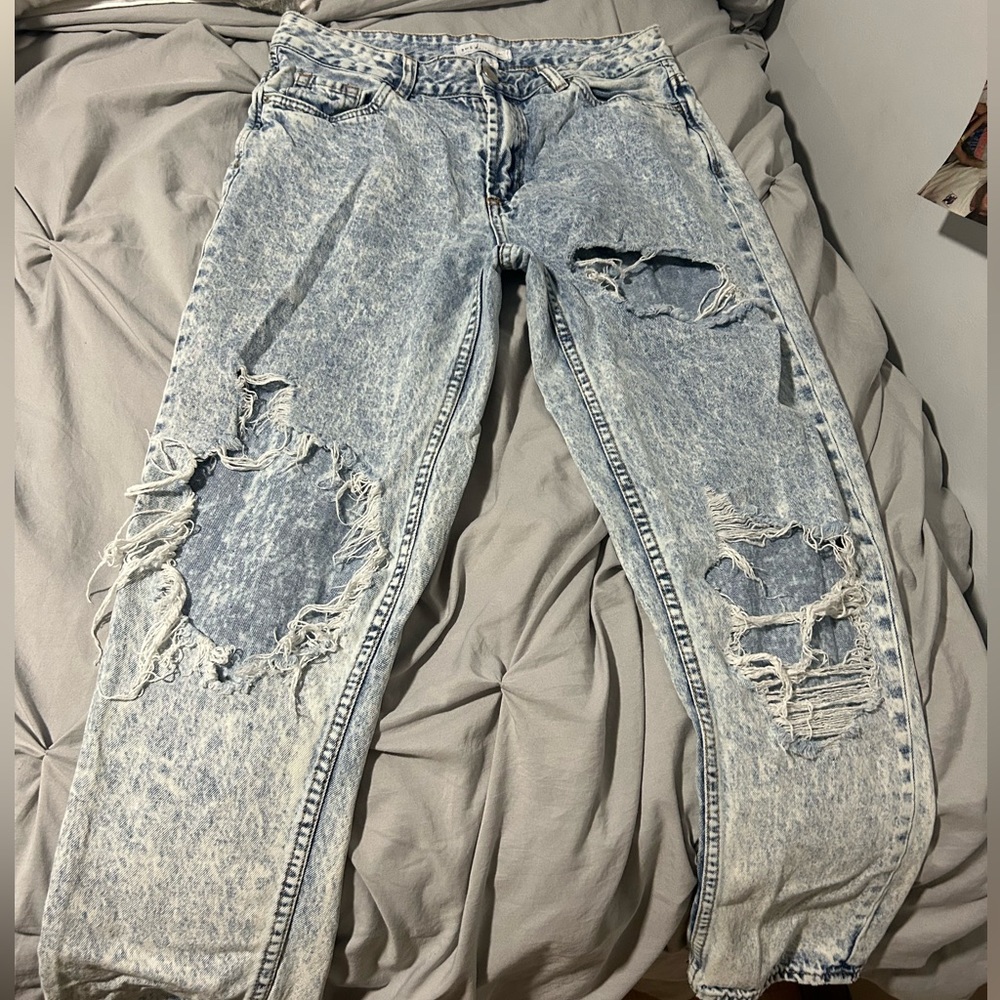 SWS Denim Co. Blue Ripped Mom Jeans